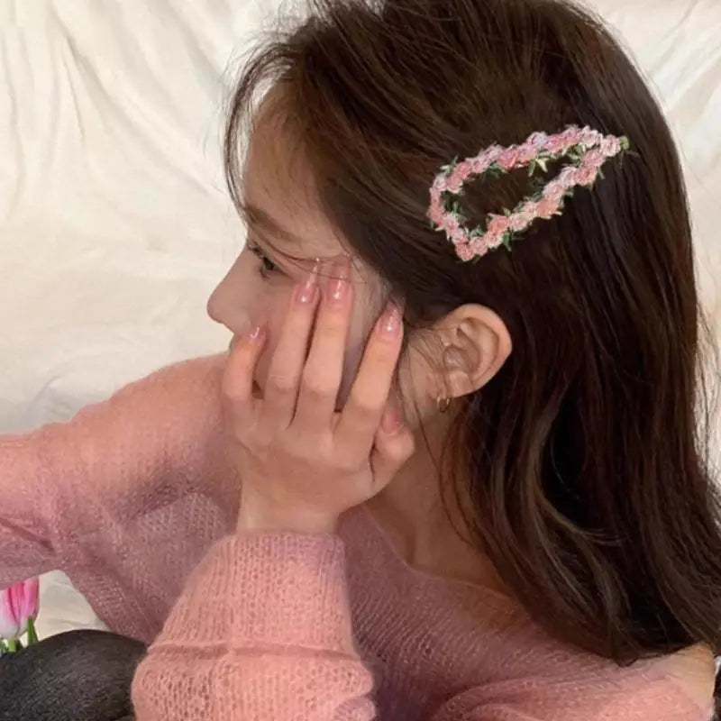 Pink Flower Star Heart Geometric Hair Clip for Women & Girls