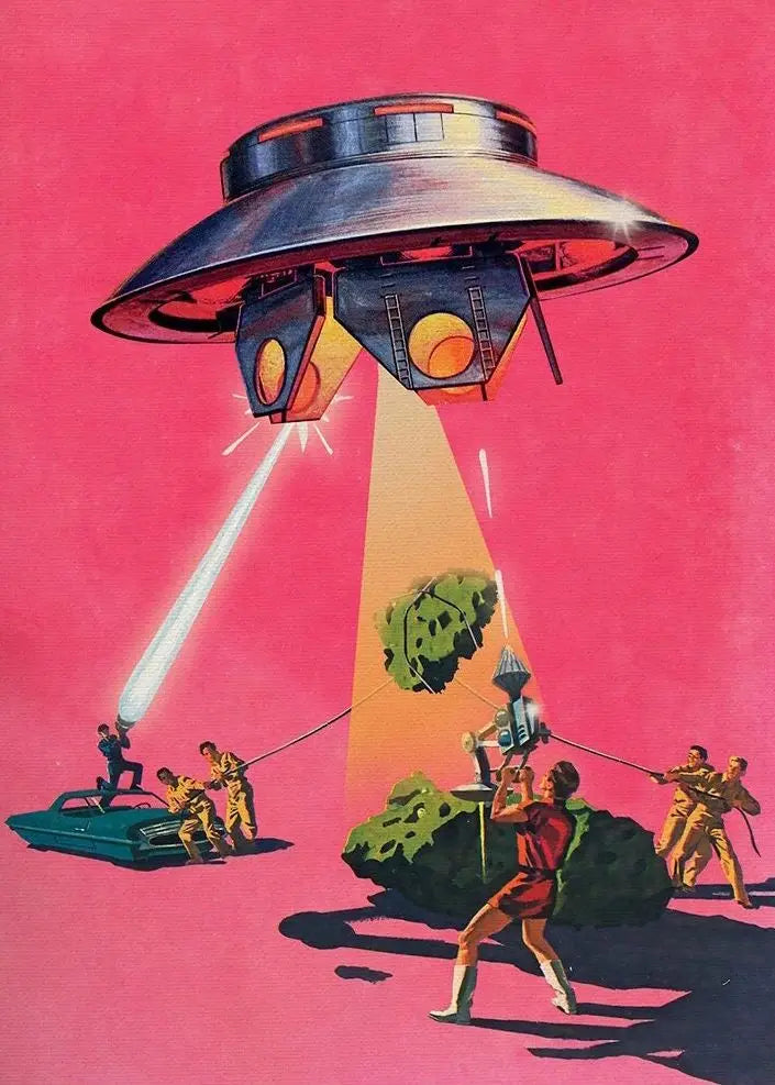 Retro UFO Alien Cow Canvas Poster Disco Ball Cactus Landscape Trippy Wall Art Surreal Aesthetic Home Decor Mural Peaceful Pleasures Health and Wellness