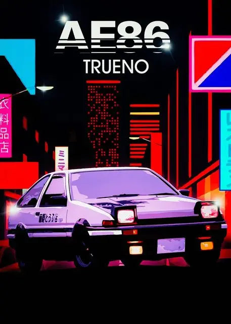 Initial D AE86 Takumi Anime Canvas Wall Art | Drift Car Poster