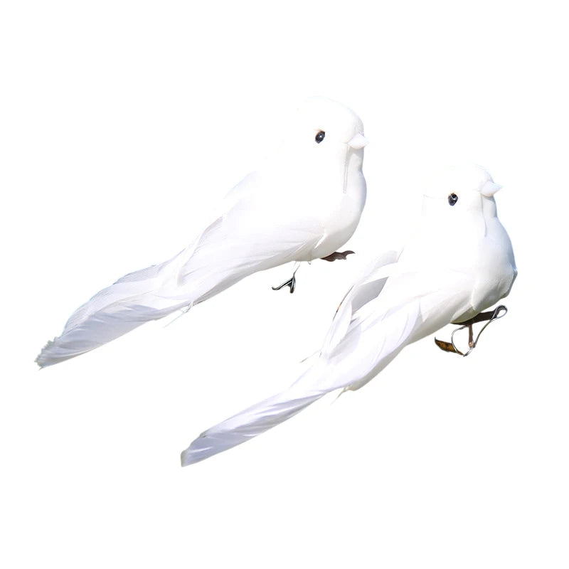 Artificial White Dove Bird Decor – Realistic Feathered Ornament Bird Figurine Decor Peaceful Pleasures Health and Wellness