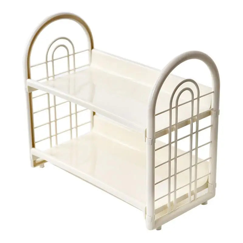 Double Layer Multi-Functional Plastic Desktop Organizer Shelf For Cosmetics, Bedroom, And Dormitory Accessories Peaceful Pleasures Health and Wellness Yellow
