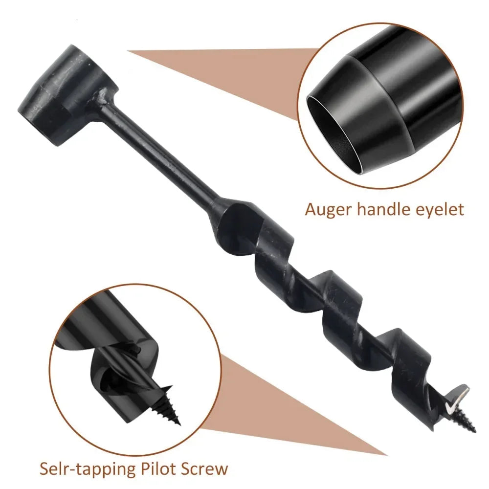 Manual Auger Drill | Carbon Steel Bushcraft Wood Punch Tool Peaceful Pleasures Health and Wellness