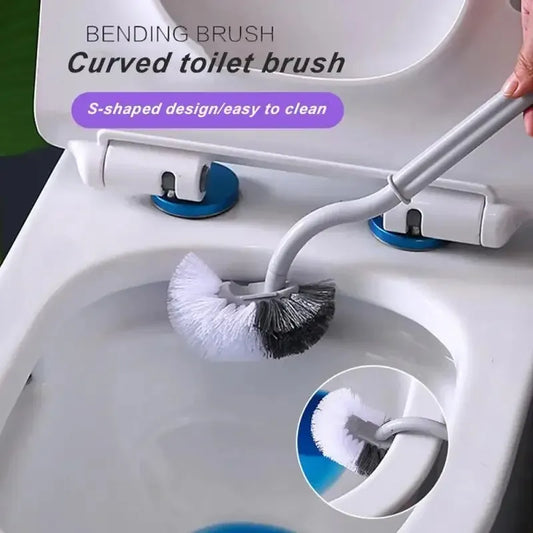 S-Shape Long Handle Toilet Brush – Wall-Mounted Soft Bristles Toilet Brush Oasis Select