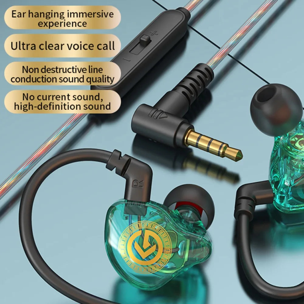 3.5mm Wired Earphone in-Ear with Mic Wired Headset Elbow Deep Bass Earpiece Headset Mobile Phone/Tablet/Computer Peaceful Pleasures Health and Wellness Green