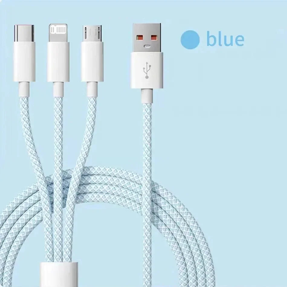 3-in-1 USB-C Cable 66W Fast Charging – iPhone & Android
