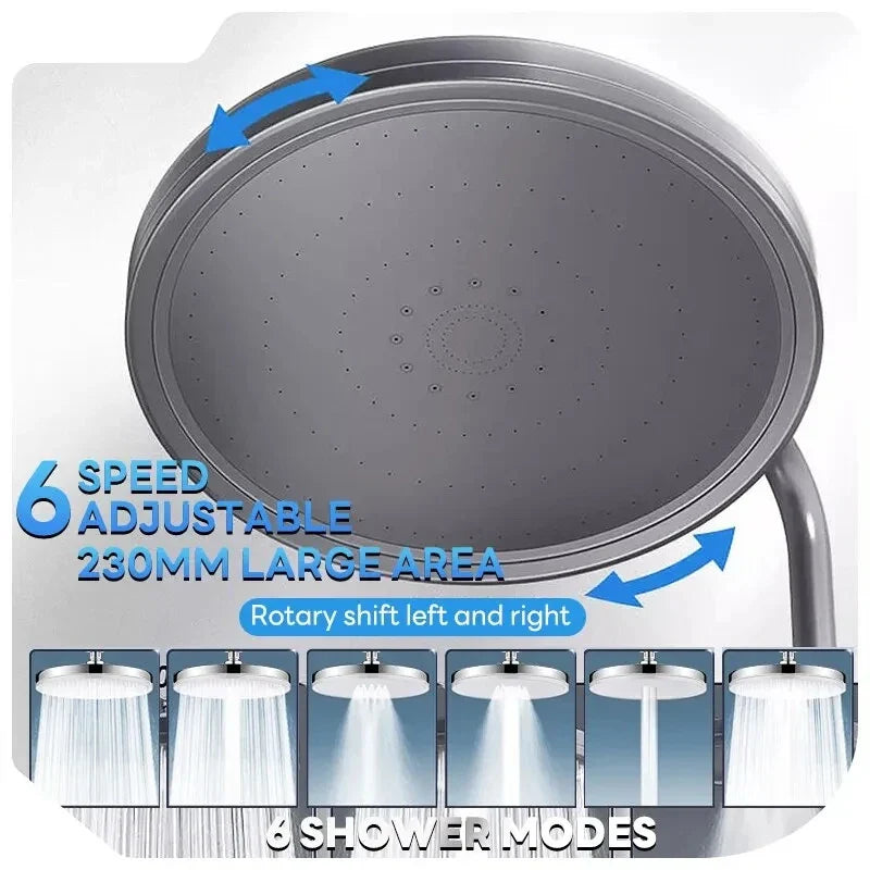 6-Mode High Pressure Rainfall Shower Head with Filter – Chrome