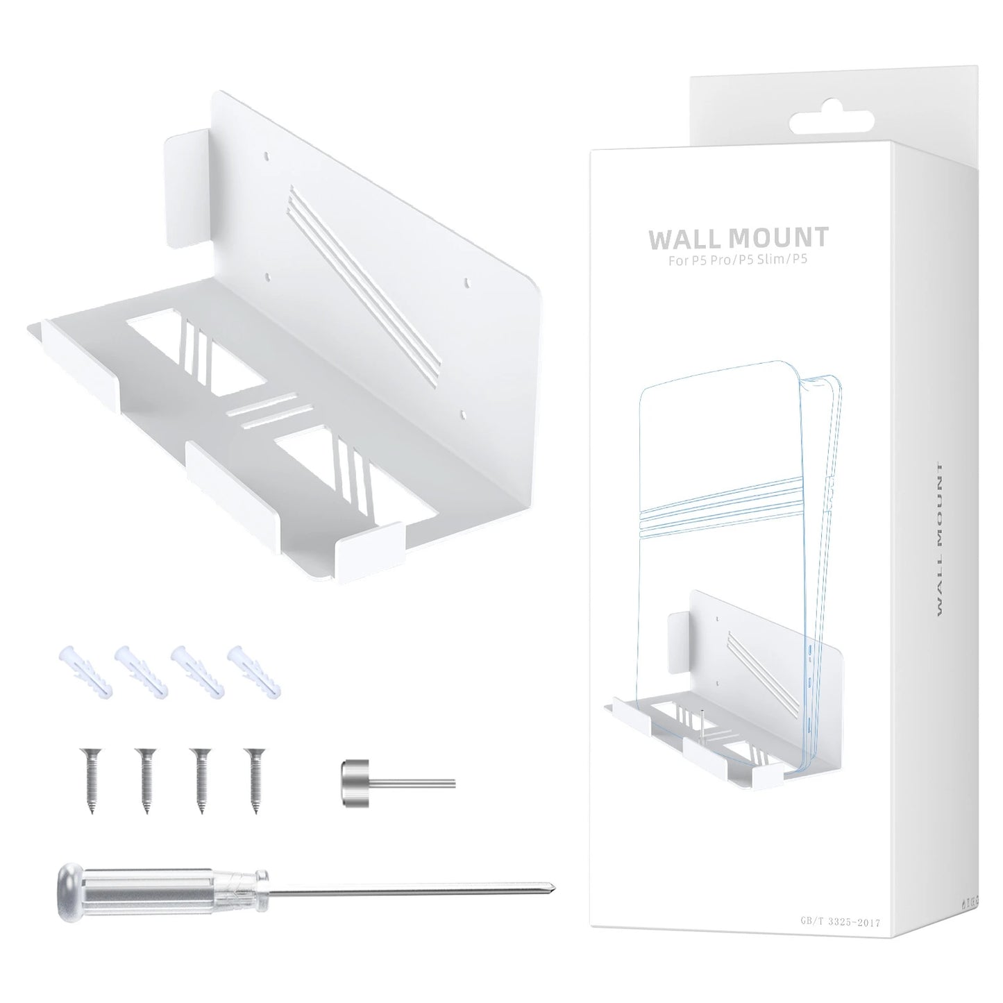 For PS5 Pro/Slim Console Wall Mount Organizer P5 Game Console Universal Wall Bracket Peaceful Pleasures Health and Wellness WHITE