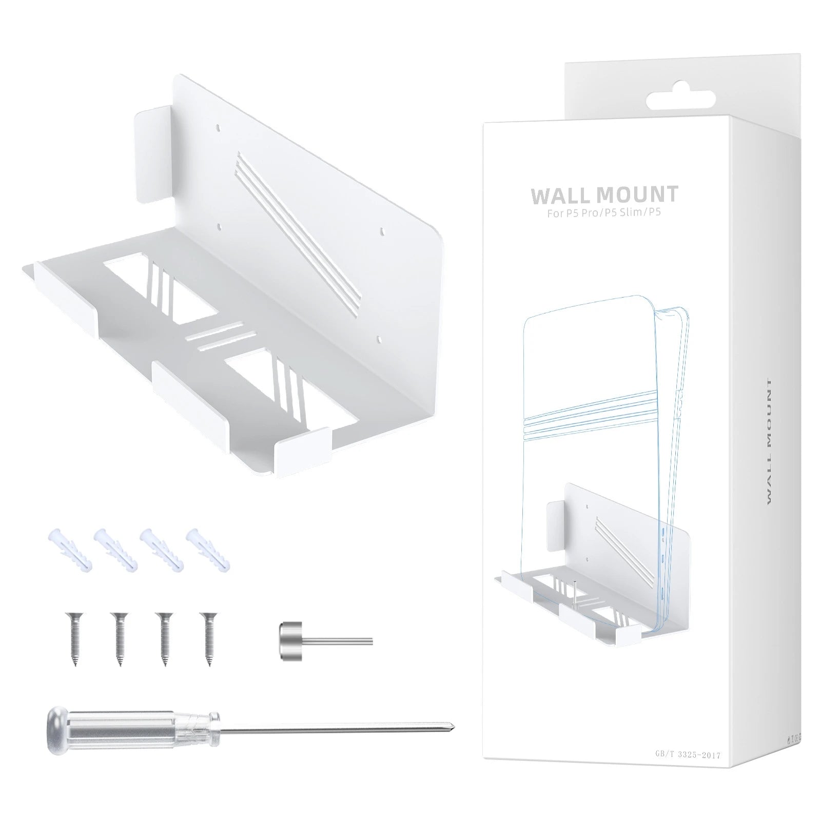 For PS5 Pro/Slim Console Wall Mount Organizer P5 Game Console Universal Wall Bracket Peaceful Pleasures Health and Wellness WHITE