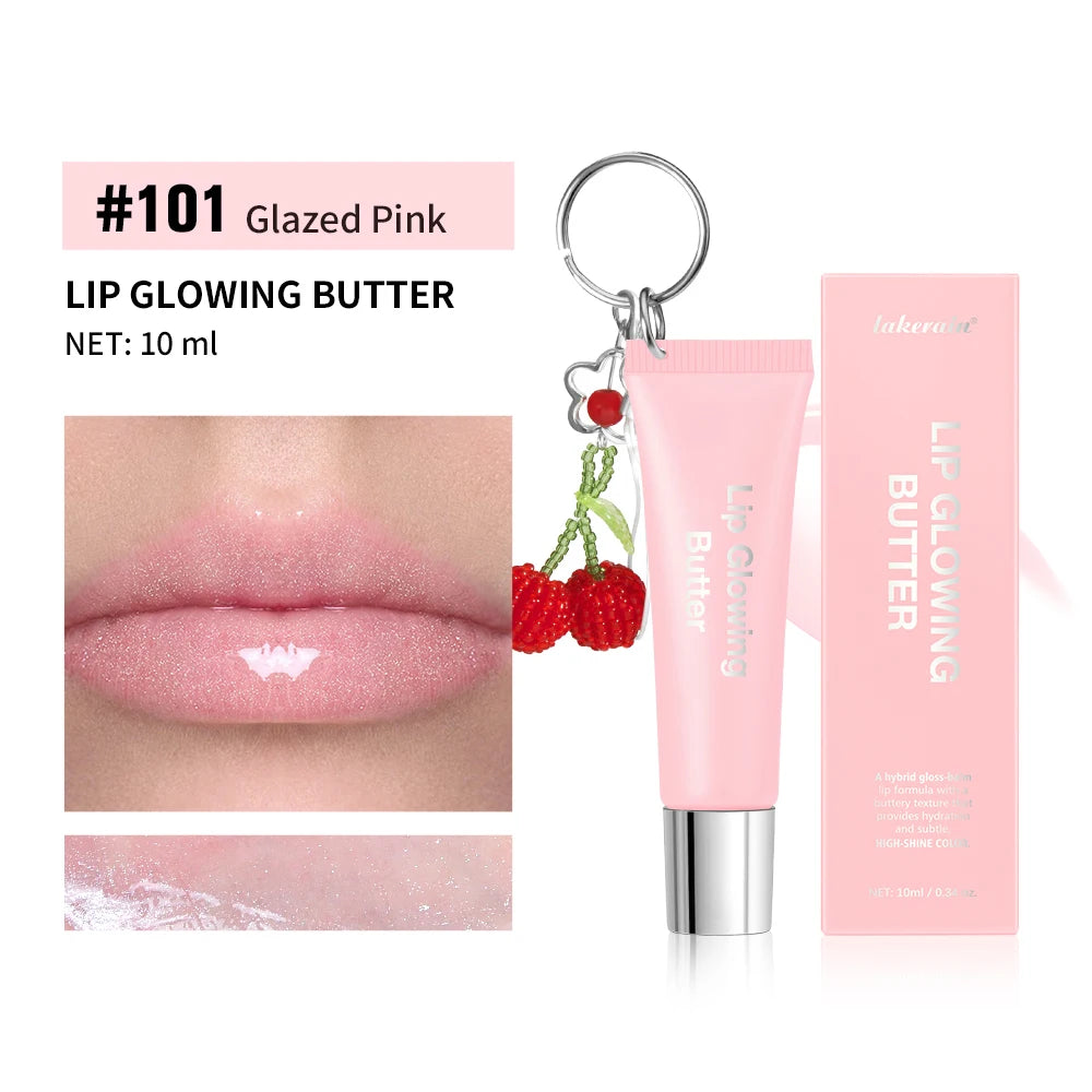 2-in-1 Moisturizing Lip Gloss Keychain | Glowing Butter Lipstick Lip Gloss Keychain Peaceful Pleasures Health and Wellness 1Glazed Pink