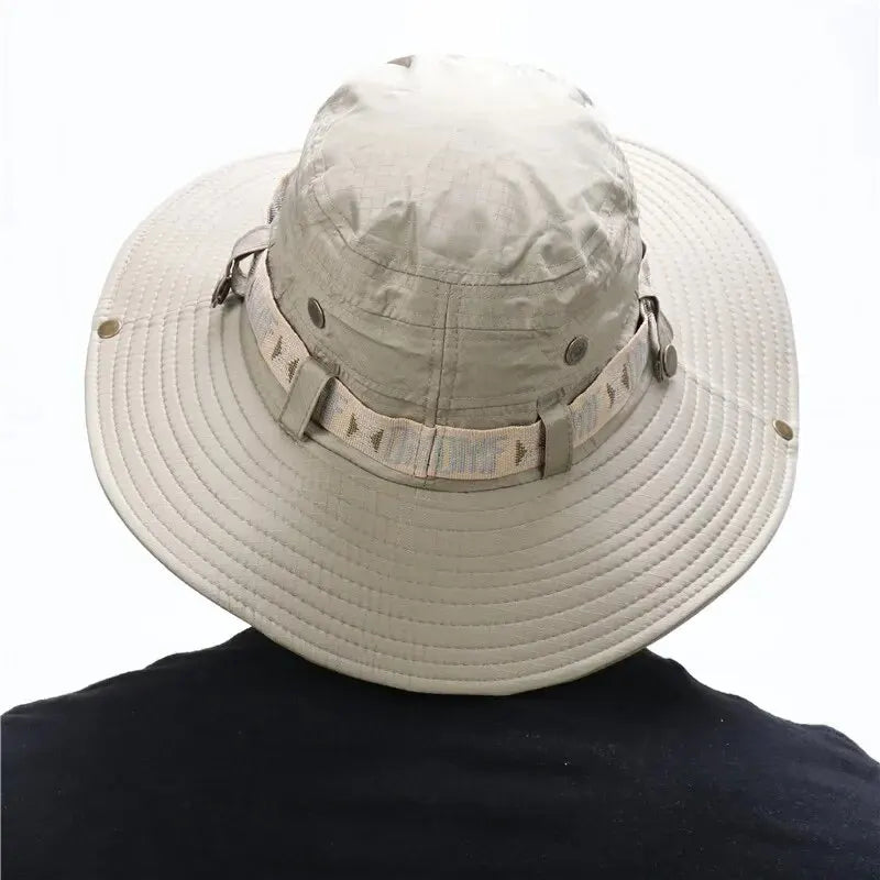 Summer Men Bucket Hat Outdoor UV Protection Wide Brim Panama Safari Hunting Hiking Hat Mesh Fisherman Hat Beach Sunscreen Cap Peaceful Pleasures Health and Wellness