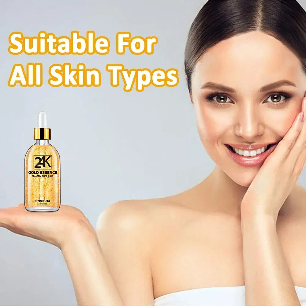 ENVISHA 24K Gold Face Serum – Hyaluronic Acid, Collagen & Anti-Aging 100ml Face Serum Peaceful Pleasures Health and Wellness