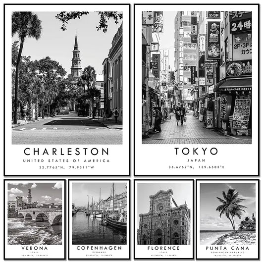 Black & White Cities Canvas Wall Art | Rome Florence Berlin Print Canvas Wall Art Print Peaceful Pleasures Health and Wellness