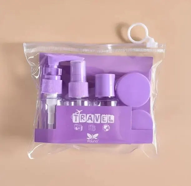 Travel Bottles Kit Leak Proof Portable Toiletry Containers Set Clear Travel Size Cosmetic Containers For Lotion Shampoo Cream So Peaceful Pleasures Health and Wellness PURPLE 5PCs PET