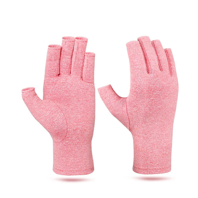 Relieve Hand Discomfort with 1pair Fingerless Compression Gloves Peaceful Pleasures Health and Wellness pink M