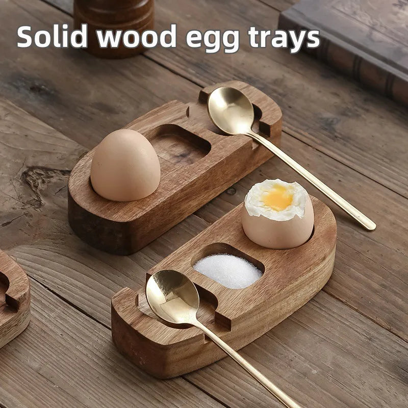 Multi-Function Wooden Egg Tray Handmade Creative Punch Cup Holder Eco-Friendly Simple Eggshell Cup Egg Holder Kitchen Accessorie Peaceful Pleasures Health and Wellness