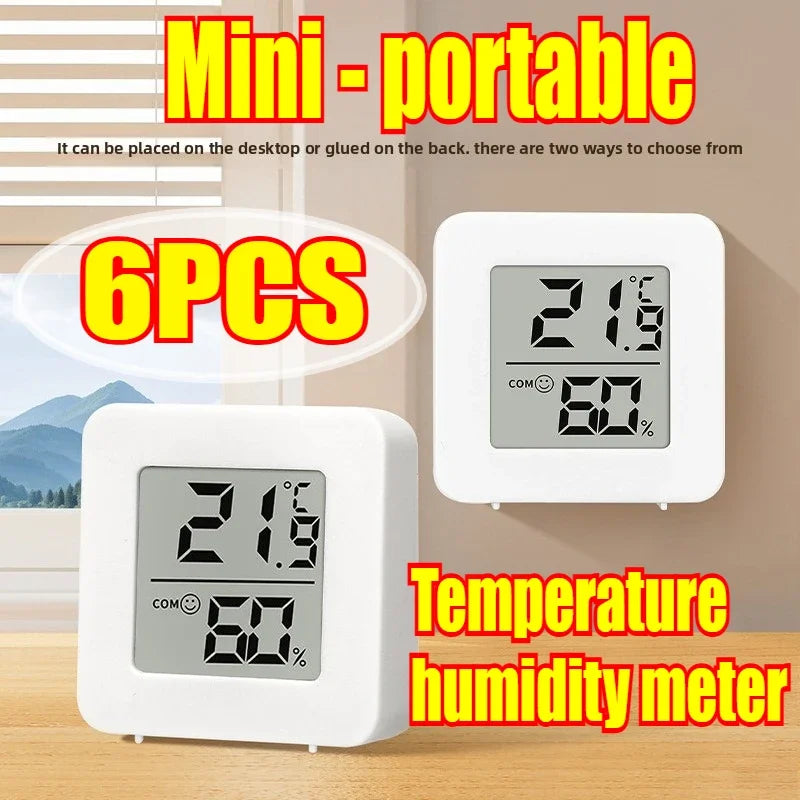 6-Pack Mini Digital Thermometer Hygrometer – LCD Indoor/Outdoor