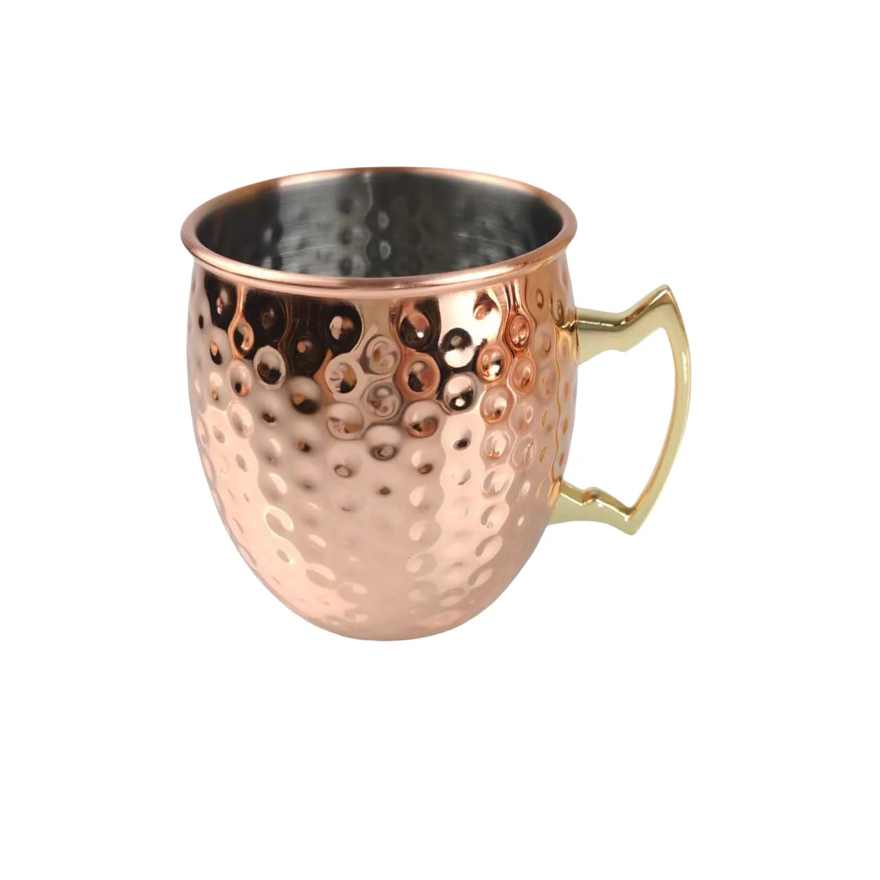 New Stainless Steel Moscow Mule Beer Mugs Metal Copper Plated Hammered Anti-fall Beer Mug Cocktai Mugs Bar Banquet Drink Mugs Peaceful Pleasures Health and Wellness rose gold 1PC 530ml