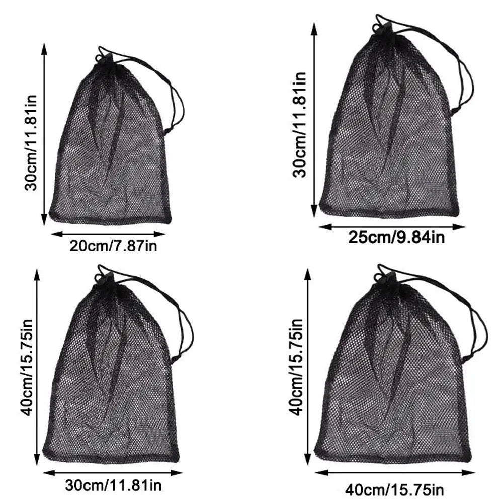 Black Mesh Drawstring Bag for Sports, Swimming & Travel Mesh Drawstring Bag Peaceful Pleasures Health and Wellness