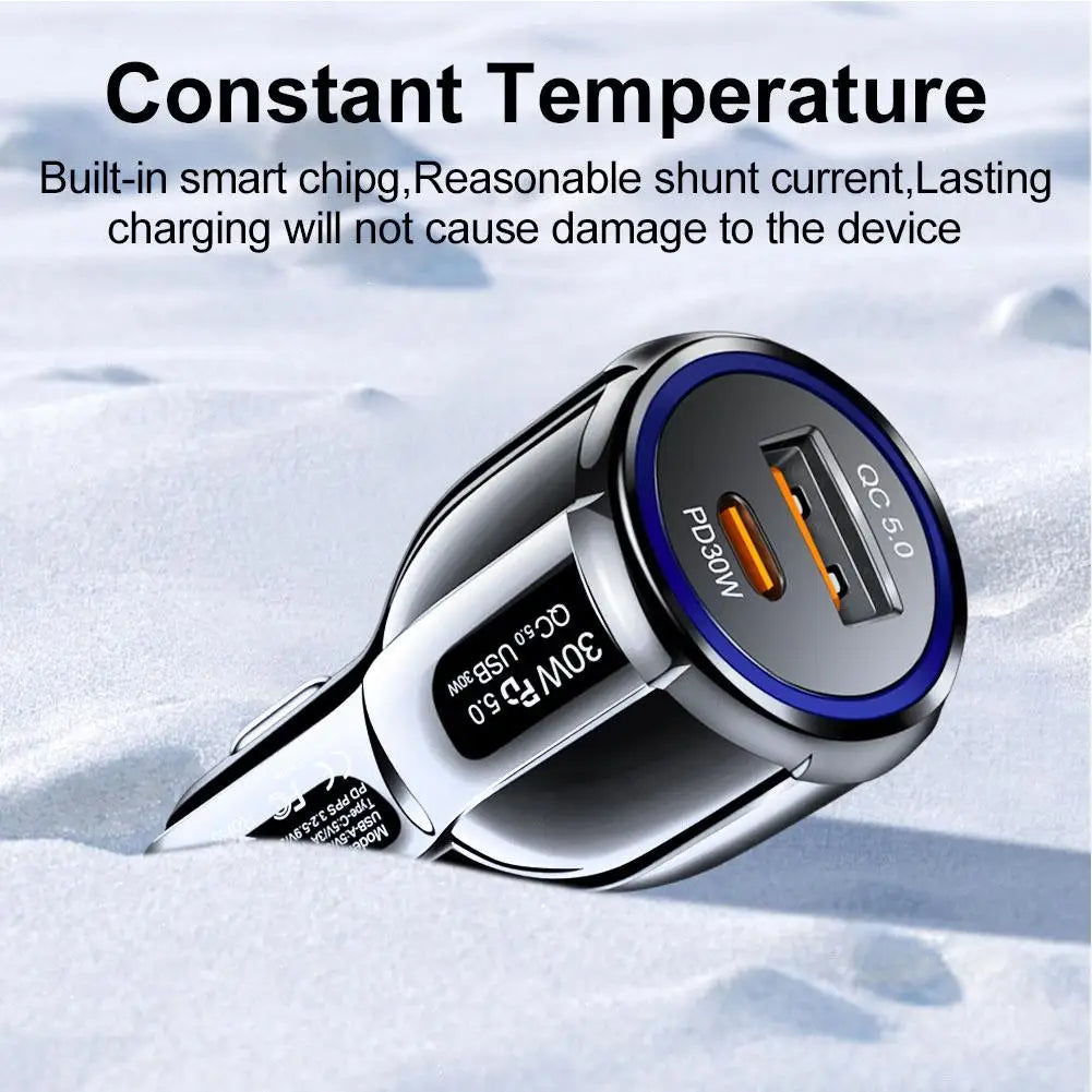 60W Dual-Port QC5.0 + PD Car Charger | Fast Charging USB Car Charger Peaceful Pleasures Health and Wellness