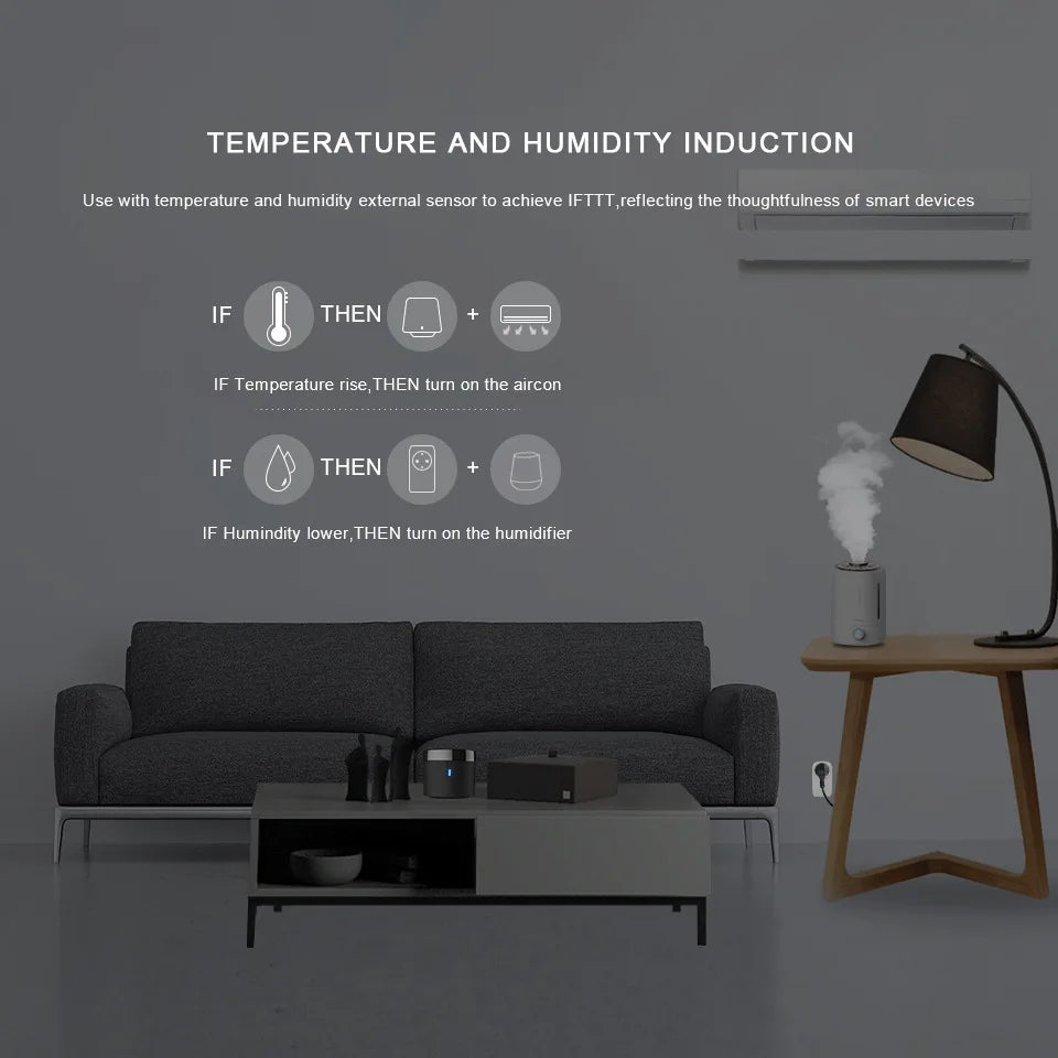 BroadLink RM4 Pro RM4+ HTS2 Version Smart Remote control with Temperature Humidity Sensor Wireless Universal Remote Smart Home Peaceful Pleasures Health and Wellness