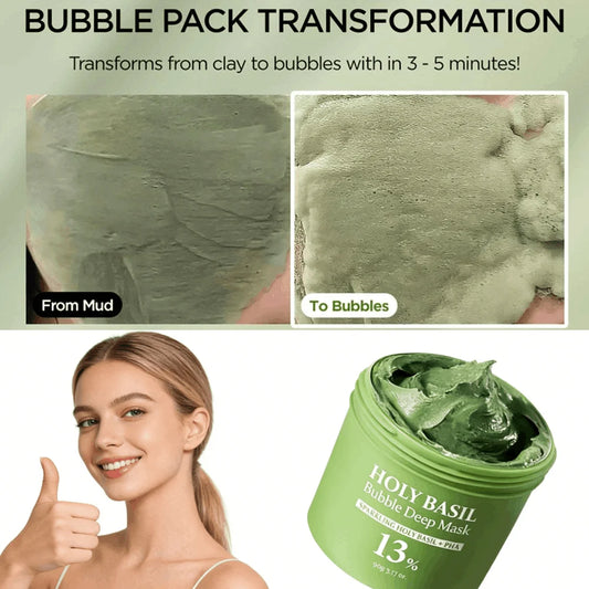 Korean Basil Bubble Cleansing Mask | Deep Pore Purifying Bubble Cleansing Mask Peaceful Pleasures Health and Wellness