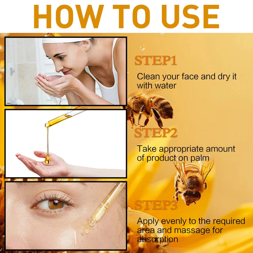 Bee Venom Anti-Wrinkle Essence Anti-Aging Polypeptide hyaluronic acid Essence Repair Moisturizing Firming Facial Skin Essence Peaceful Pleasures Health and Wellness