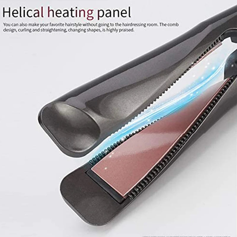 Twisted Hair Curler Straightener LCD Flat Iron Portable 2 in 1 Straightening Curling Iron PTC Fast Heated Flat Iron Peaceful Pleasures Health and Wellness