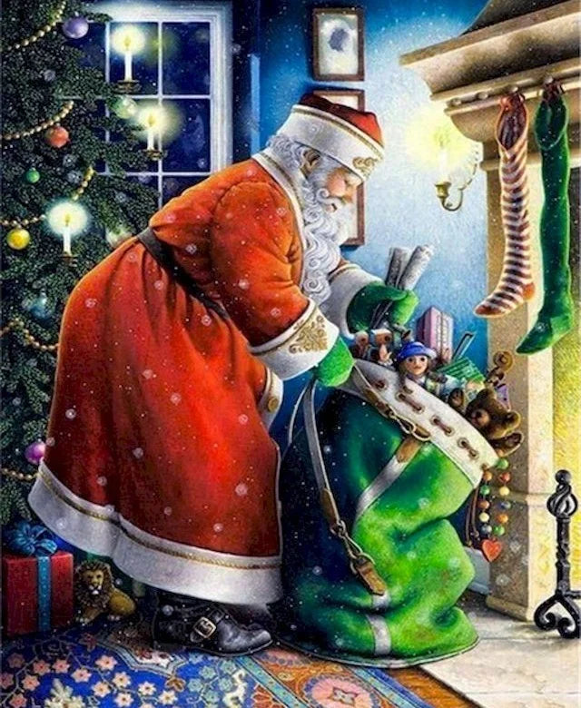 Santa Claus Diamond Painting Kit with Frame | Christmas Art
