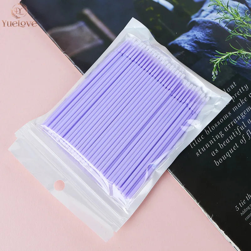 100Pcs Eyelash Micro Cleaning Brushes | Lash Extension Swabs