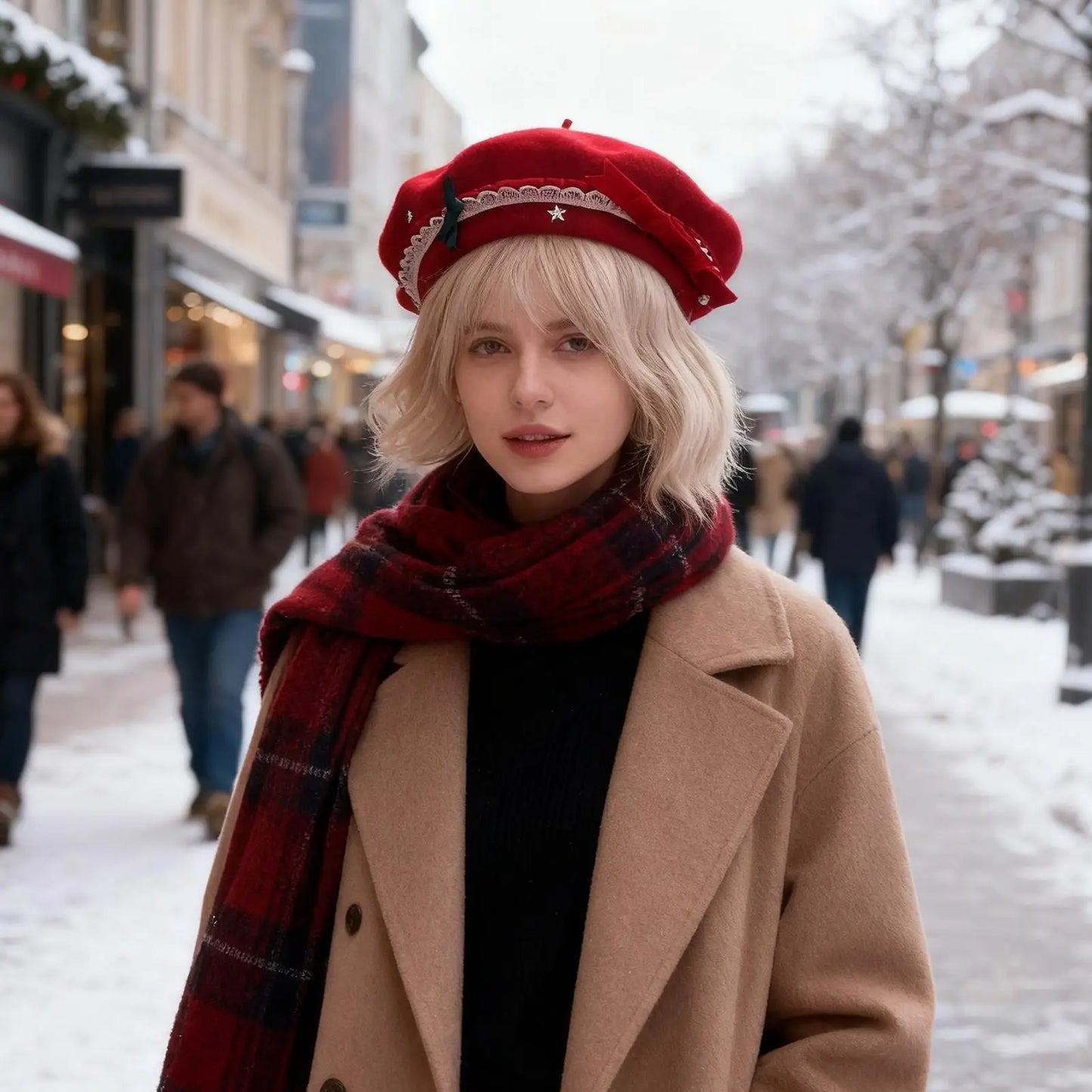 Women's Wool French Beret Hat | Winter Festive Headwear