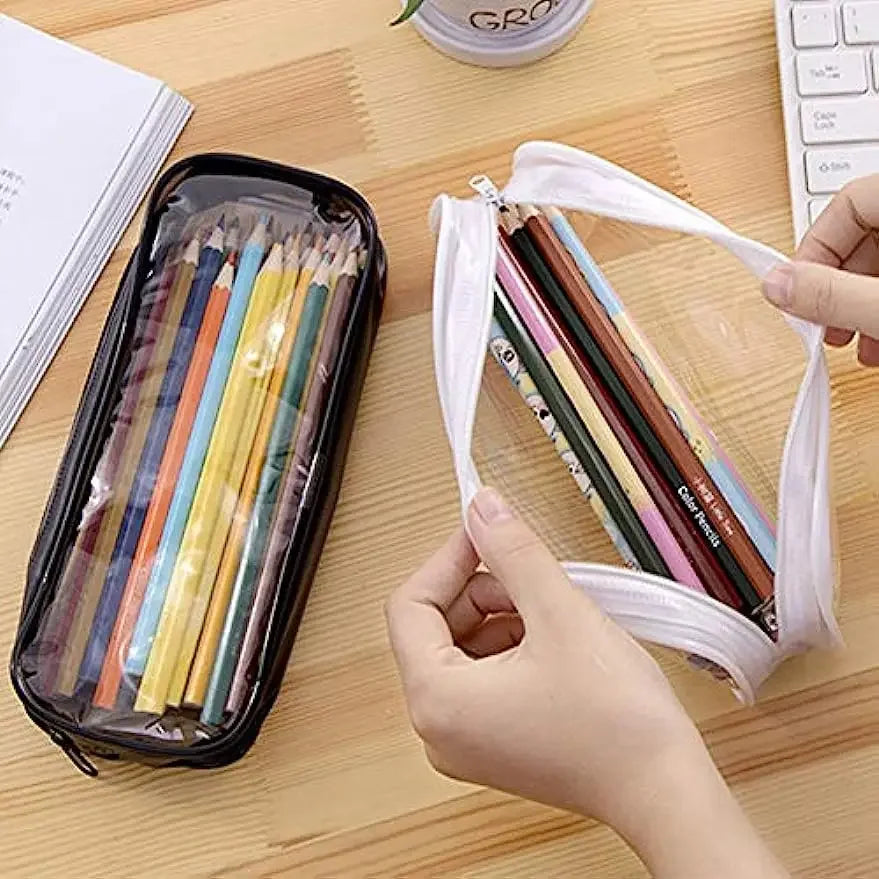 Kawaii Transparent Pencil Case Large Capacity Waterproof PVC