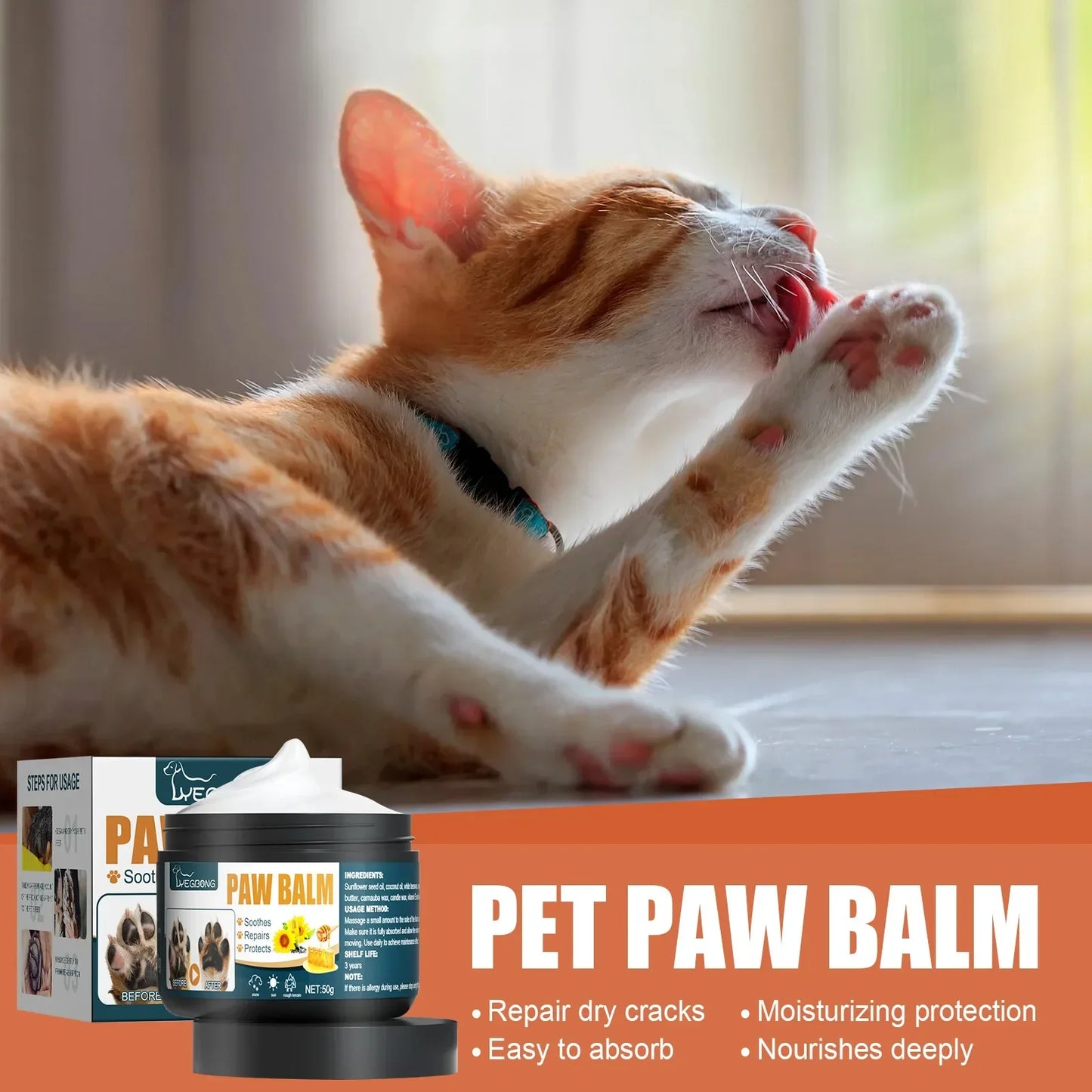 Natural Lick-Safe Pet Paw Balm – Vitamin E & Shea Butter 50g