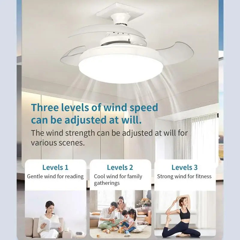 Ceiling Fan Lighting Home Quiet Invisible Fan Light Retractable LED Ceiling Fan With Lights Remote Dimmable Home Accessories Peaceful Pleasures Health and Wellness