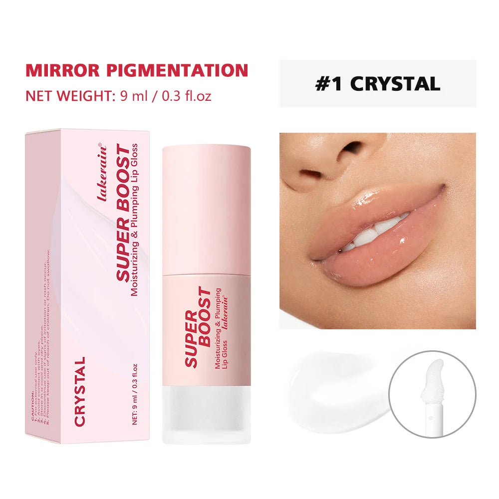 Super Boost Moisturizing & Plumping Lip Gloss Lightweight Mirror Pigmentation Non-Sticky Mirror Shine Nourishing Makeup Cosmetic Peaceful Pleasures Health and Wellness 1Crystal