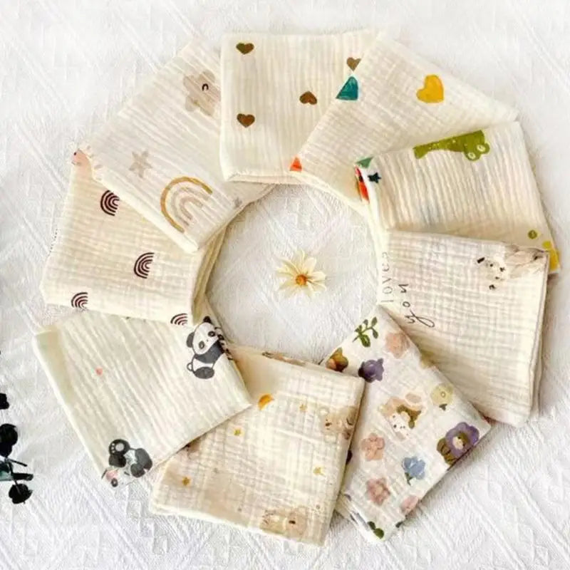 5-Pack Baby Burp Cloths | 4-Layer Soft Cotton Face Towels