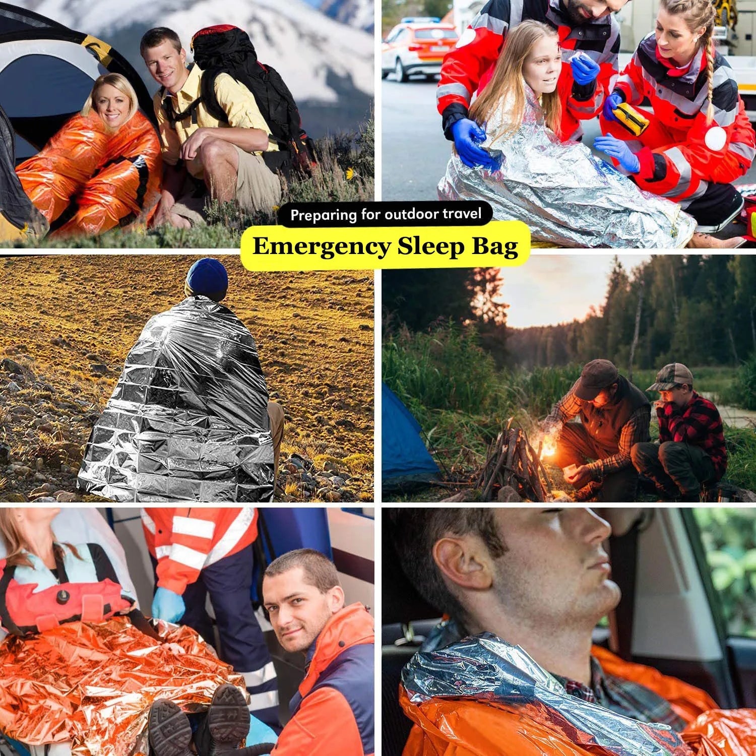 Portable Waterproof Emergency Survival Sleeping Bag Outdoor Edc Camping Gear Thermal Sack First Aid Rescue Kit Mylar Blanket Peaceful Pleasures Health and Wellness