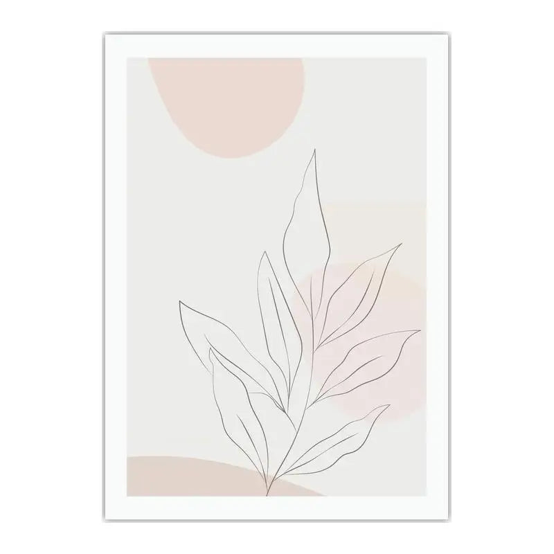 Abstract Boho Wall Art, Plant Leaf Line Art Canvas Painting | Modern Minimalist Poster for Living Room Bedroom Decor Peaceful Pleasures Health and Wellness 04 21X30cm No Frame China Mainland