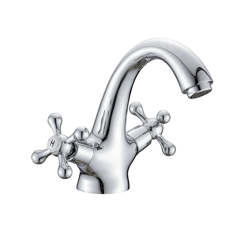 Antique Brass Dual Handle Basin Faucet | Hot & Cold Mixer Tap
