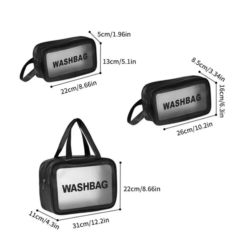 1pcs S/M/L Pu Transparent One Piece Makeup And Toiletries Bag, Large Capacity Pvc Semi Transparent Frosted Portable Storage Bag Peaceful Pleasures Health and Wellness