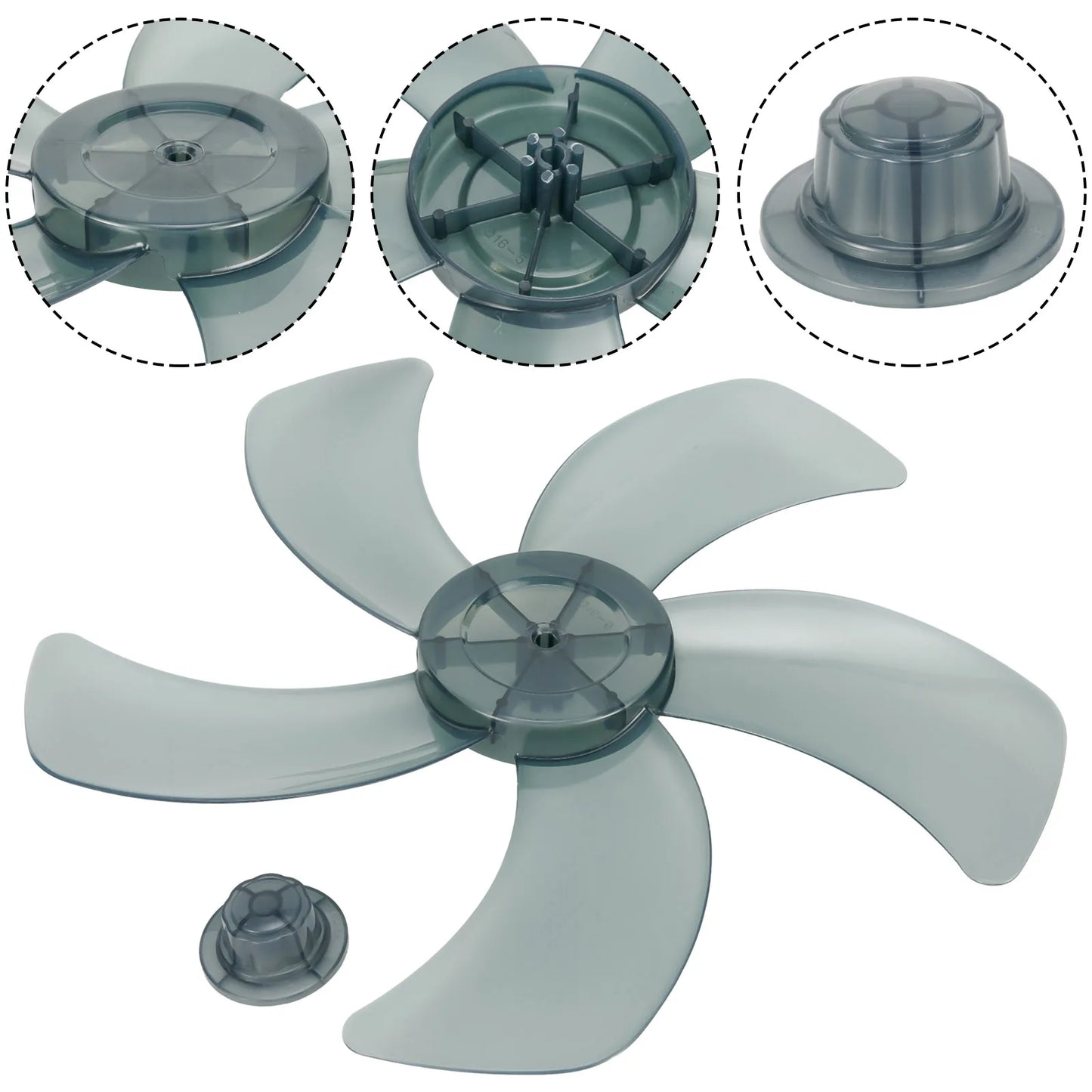 Household Plastic Fan Blade 5 Leaves Nut Cover Pedestal Impellor
