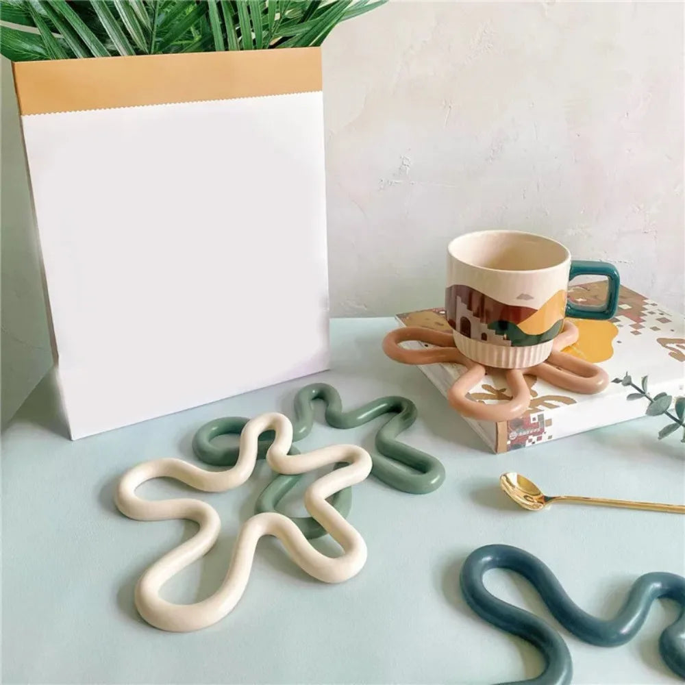Geometrical Heat Resistant Silicone Mat Drink Cup Coasters Non-slip Pot Holder Table Placemat Kitchen Accessories Coasters Pads Peaceful Pleasures Health and Wellness
