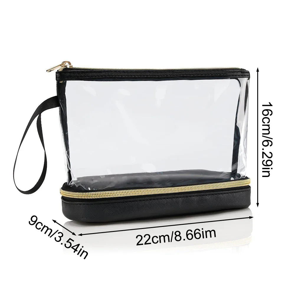 Transparent PVC Makeup Bag | Double-Layer Travel Wash Bag