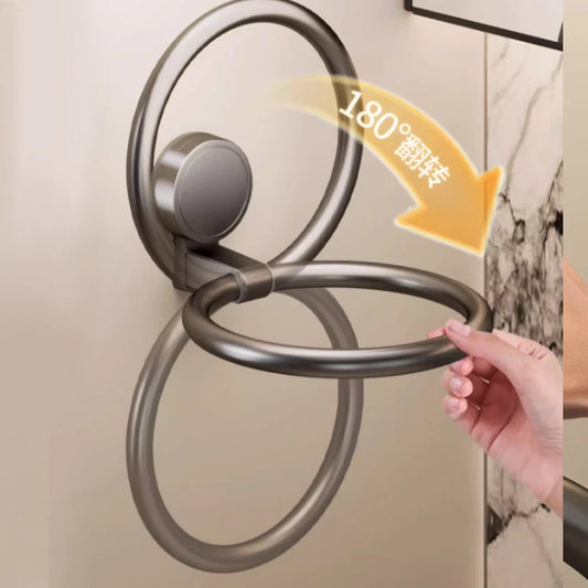 Drill-Free Suction Cup Towel Ring | Aluminum Wall Rack Suction Cup Towel Ring Peaceful Pleasures Health and Wellness