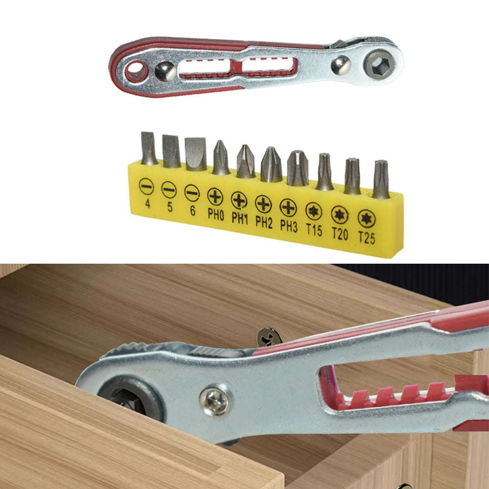 Mini Magnetic Ratchet Wrench 1 4 Hex Shank Screwdriver Bits Square