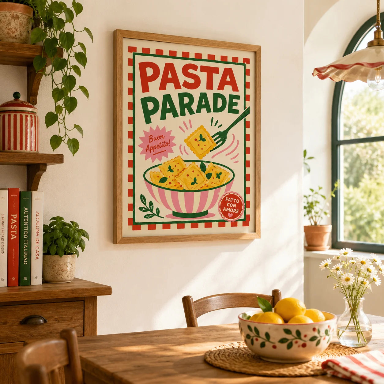 Retro Food Wall Art Kitchen Canvas Painting Colorful Dining Poster Print Restaurant Cafe Wall Decor Peaceful Pleasures Health and Wellness