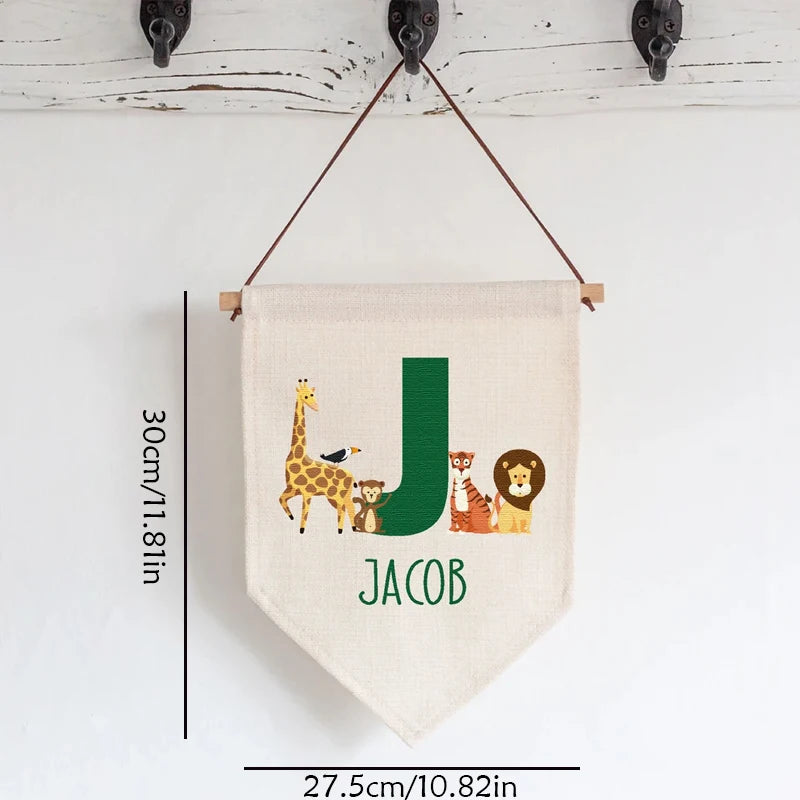 Personalised Jungle Animal Pennant Flag | Kids Nursery Wall Decor