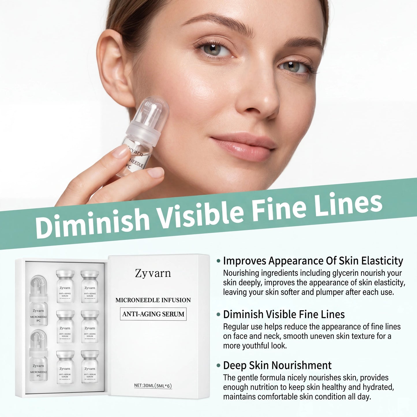 Microneedle Kit with Hyaluronic Acid & Collagen Serum | Face & Neck