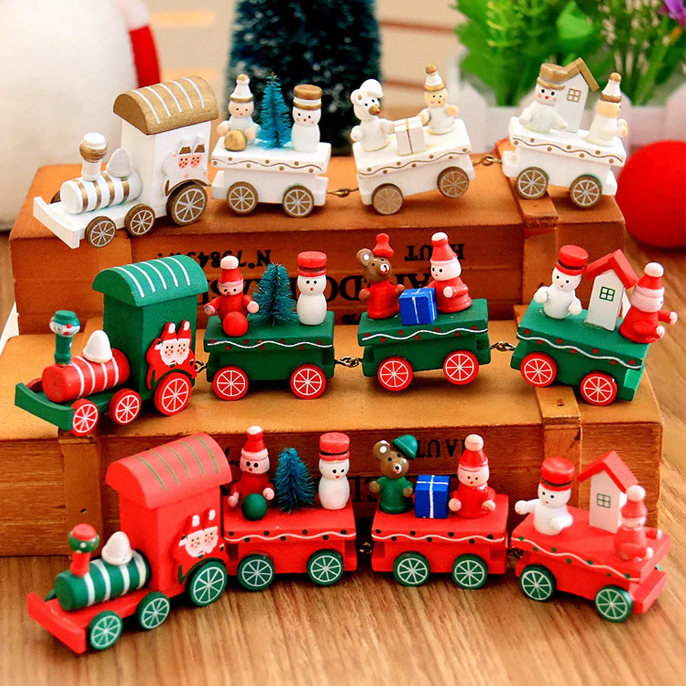 Mini Wooden Christmas Train Decoration – Festive Holiday Decor