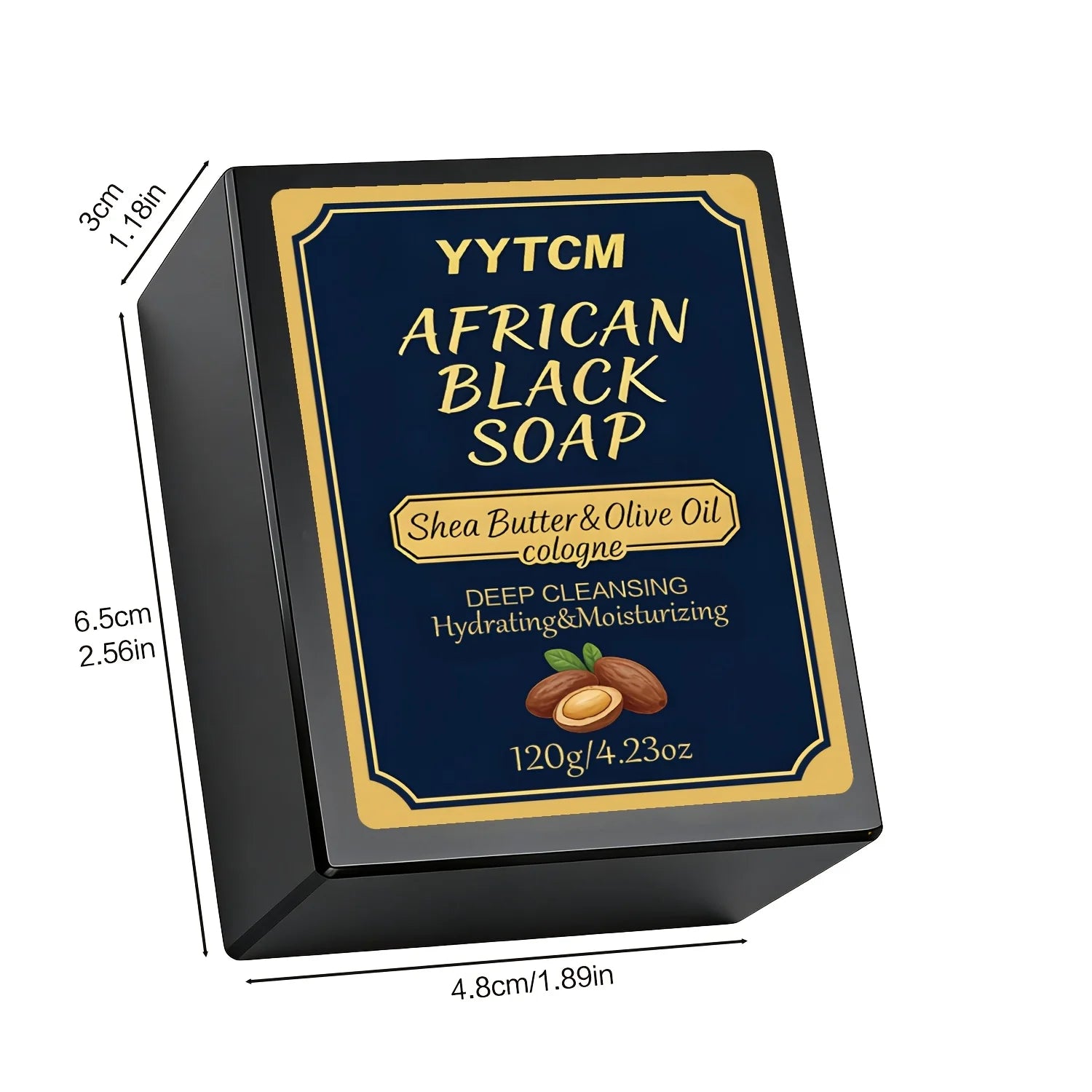 African Black Soap, Bamboo Charcoal Soap, Cologne Scent, Bath and Hand Soap, Contains Shea Butter, Olive Oil, Rich Foam 120G/Piece-1 Piece Peaceful Pleasures Health and Wellness