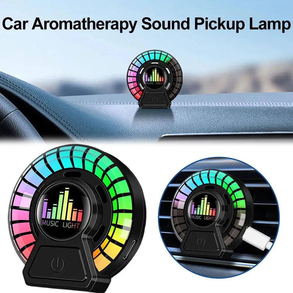 Car Music Pickup Rhythm Lamp Air Freshener Ambient Light, Music Rhythm Light, Voice-controlled Pickup Light, Car Ornaments Peaceful Pleasures Health and Wellness